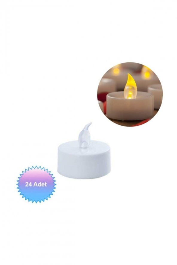 Işıklı Dumansız Led Pilli Mum 24 Adet Pil Dahil - 3