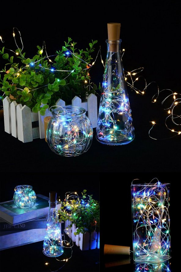 Mantar Tıpalı Peri Led Renkli 1 Metre Şişe Led Piller Dahil - 3