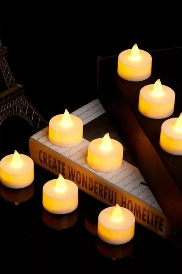 Led Mum 4 Adet Ledli Mum Model Işıklı Tealight Mum Pilli - 6
