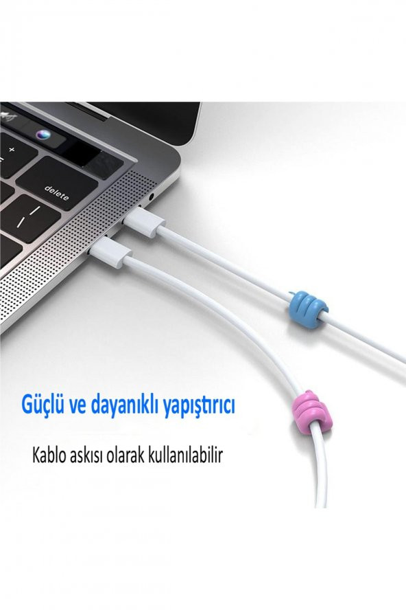 10 Adet Başparmak Kablo Tutucu Silikon Ev Organizatör Diş Fırçası Kulaklık Kablo Tutucu - 4