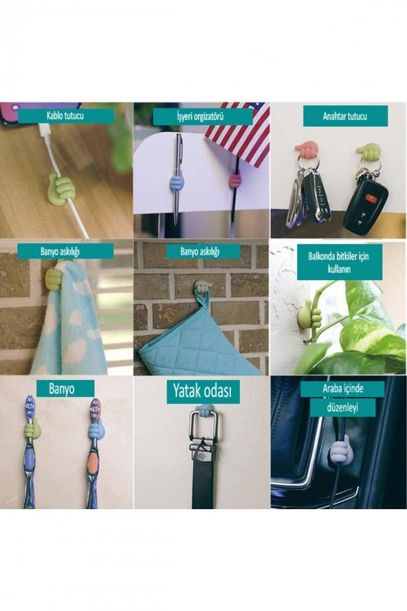 10 Adet Başparmak Kablo Tutucu Silikon Ev Organizatör Diş Fırçası Kulaklık Kablo Tutucu - 5