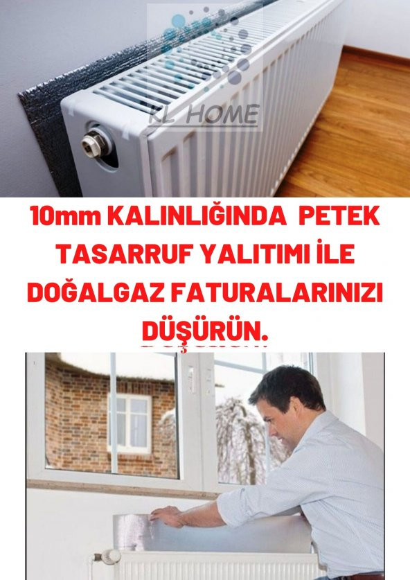 10mm Kalınlık- 5 adet- 50cmx100cm Tasarruf İçin Kalorifer Petek Arkası - Doğalgaz Faturan Düşür