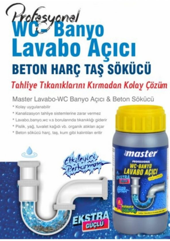 Profesyonel Serİ Temizlik Lavabo- WC -Banyo Boru Açıcı  Gider Sorunları Açar  500 Gr - 2