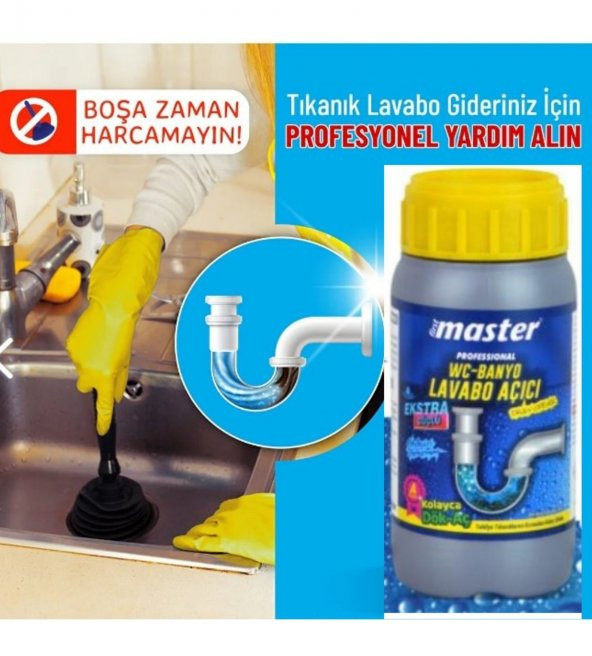 Profesyonel Serİ Temizlik Lavabo- WC -Banyo Boru Açıcı  Gider Sorunları Açar  500 Gr - 3