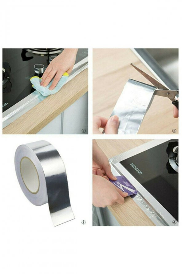 Yapışkanlı Yanmaz Alüminyum Folyo Bant  (Aspiratör Borusuna-Soba Borusu Kullan) 48mmx10MT Band - 2