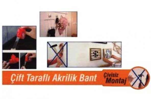 Süper Güçlü Çivisiz Montaj Bant 2 metre Uzunluk  18mm En Çift Taraflı Akrilik Bant ( 1 adet ) - 3