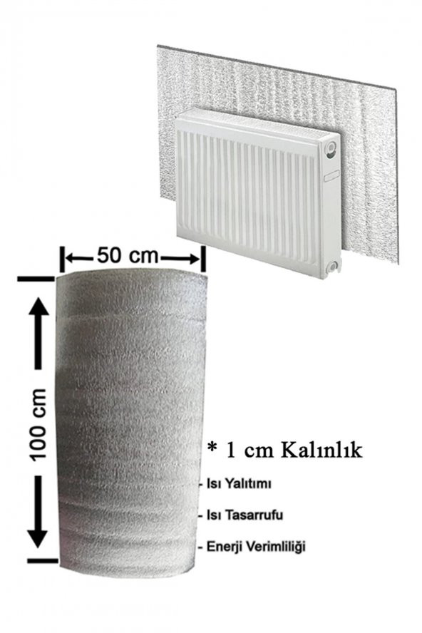 10mm Kalınlık- 6 Adet - 50cmx100cm  Kalınlık Tasarruf İçin Kalorifer Petek Arkası Isı Yalıtım