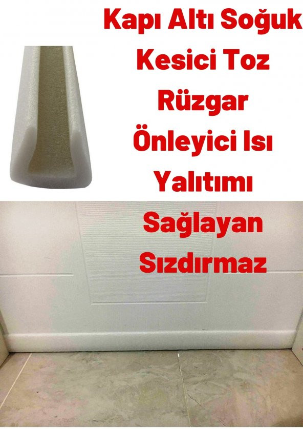 90cm Kapı Altı Soğuk Kesici Isı Yalıtımı Süngeri Kapı Altı Rüzgarlığı . Beyaz Renk - 2