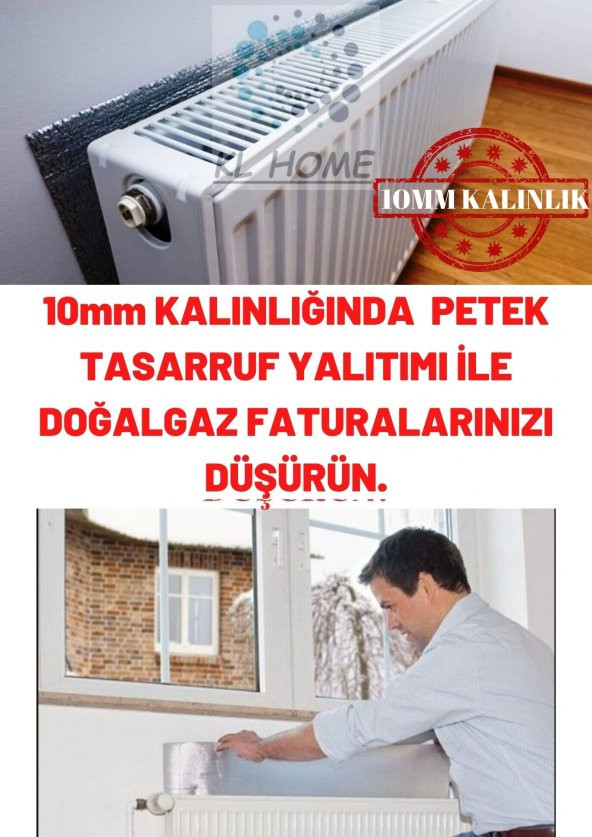 10mm Kalınlık- 5 adet -50cmx100cm Tasarruf İçin Kalorifer Petek Arkası Doğalgaz Faturan Düşür