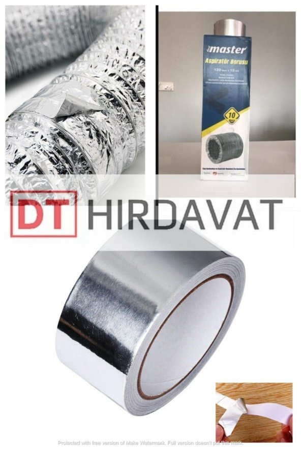10 Metre Esnek Bükülebilir Davlumbaz Aspiratör Havalandırma Borusu ve Bant  Alü Folyo Bant 10 Metre) ürün görseli 1
