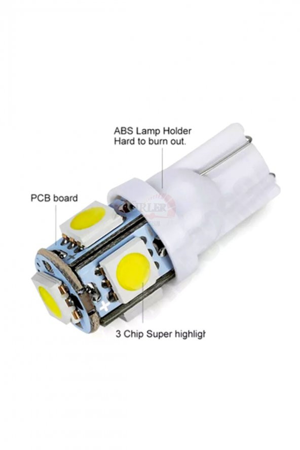 T10 Plaka Ledi Dipsiz Soket 5smd Led Beyaz Araç Ampulü 5 Adet - Resim 2