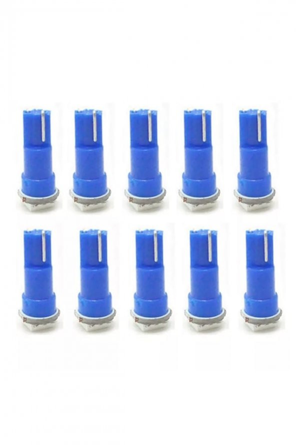 10 Adet T5 Led Ampul Gösterge Lambası Mini Dipsiz Mavi Renk 12V