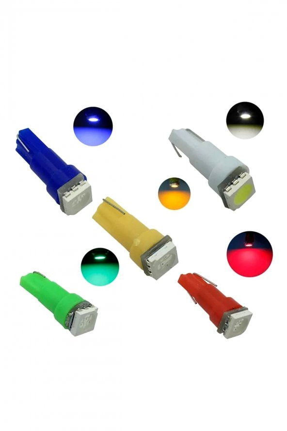 T5 5050 Led Oto Kilometre Kadran Ambians Aydınlatma Ampülü Sarı 10 Adet - 3