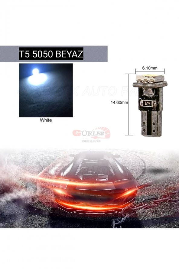 10 Adet T5 5050 Led Kilometre Kadran Aydınlatma Ampülü Fiber Beyaz - 2