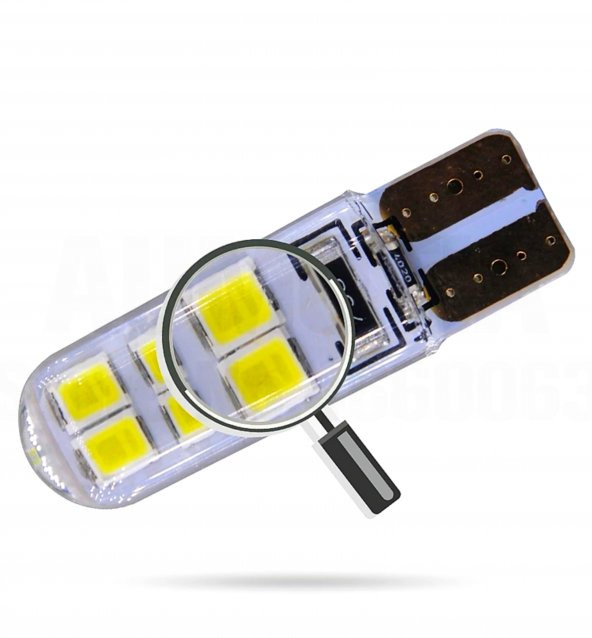 T10 Park Ledi Silikonlu 12V T10 Park Plaka Tavan Led Ampülü 2 Adet Beyaz 8000K - Resim 2