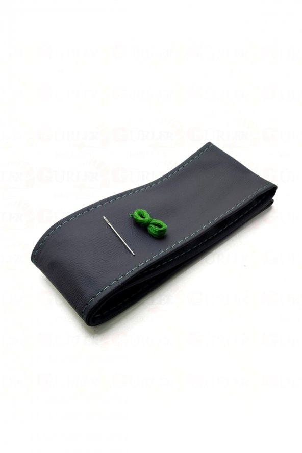 10 Adet Universal Deri Dikmeli Direksiyon Kılıfı Soft Siyah Deri-yeşil Ipli (38-10cm)