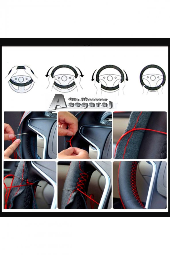 Alfa Romeo 155 Uyumlu Dikmeli Direksiyon Kılıfı Noktalı-Soft Siyah - Resim 4