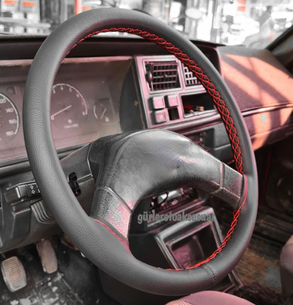 Skoda Favorit Uyumlu Dikmeli Direksiyon Kılıfı Soft Kırmızı İpli (38×9CM) ürün görseli 1