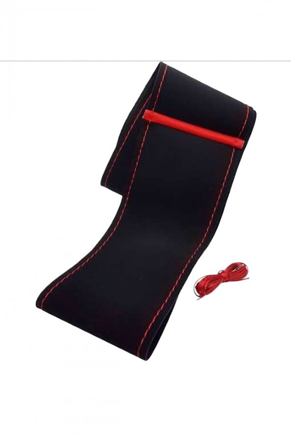 Opel Astra H Uyumlu Dikmeli Direksiyon Kılıfı Alkantra Kırmızı Yüzüklü - Resim 2