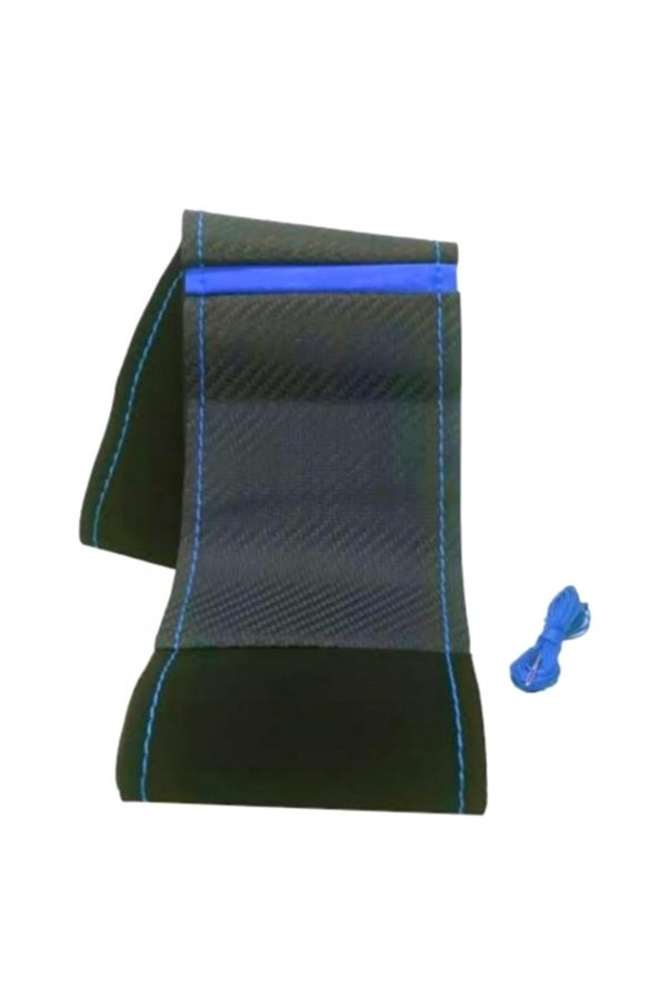 Opel Astra H Uyumlu Alkantara-karbon Mavi Yüzüklü Direksiyon Kılıf - Resim 2