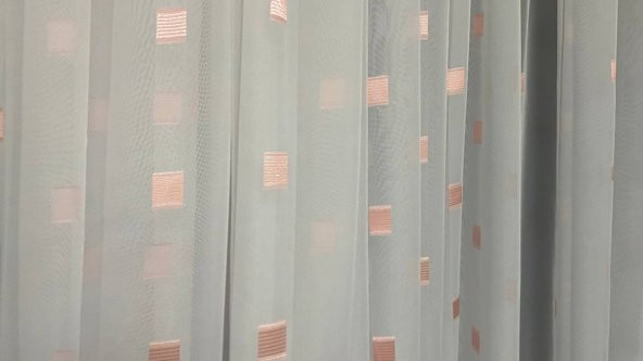TERGAL PEMBE KARELİ BEYAZ RENK TEK KANAT Hazır Dikilmiş Pileli Fon Perde 300*260 Cm - Resim 2