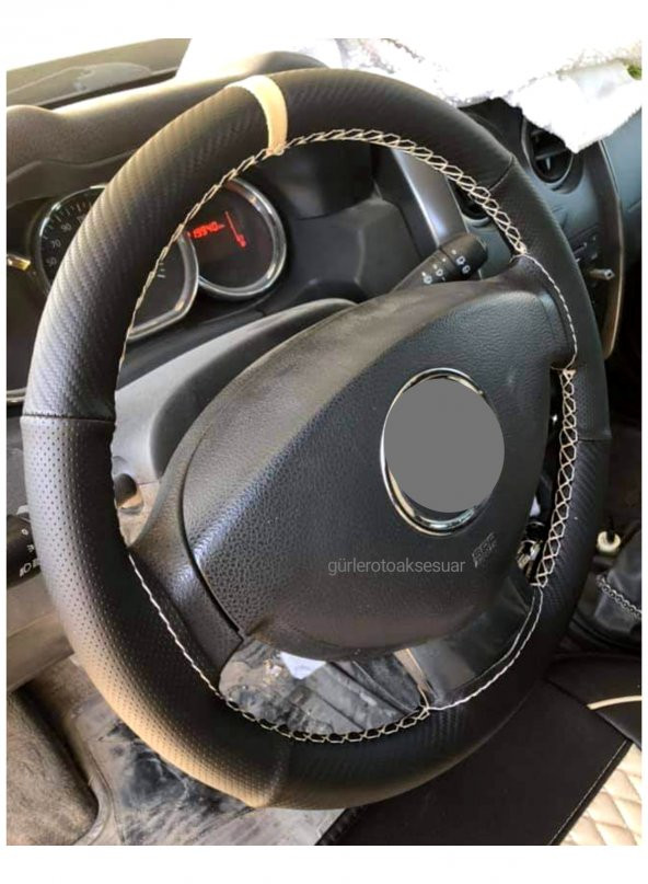 Universal Carbon dikmeli direksiyon kılıfı sarmalı dikişli noktalı-karbon bej ipli ürün görseli 1