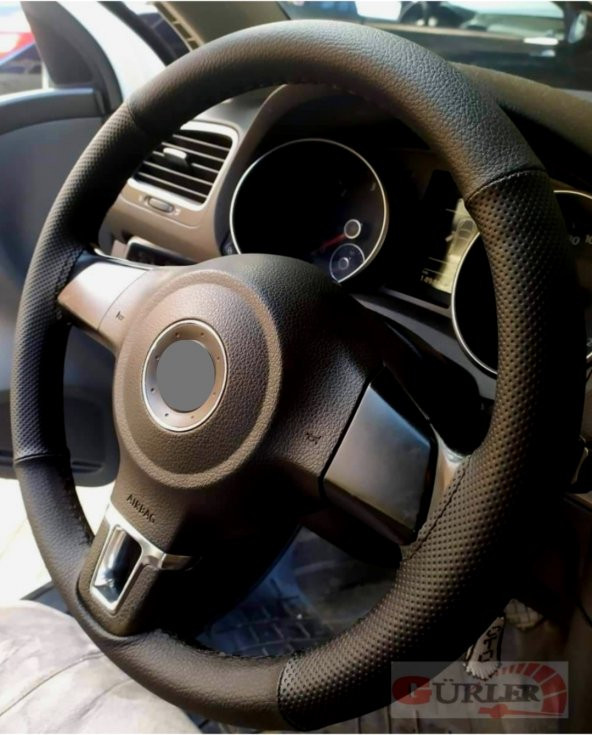 VW Passat B7 Uyumlu Dikme Direksiyon Kılıfı Noktalı-Soft Siyah ürün görseli 1