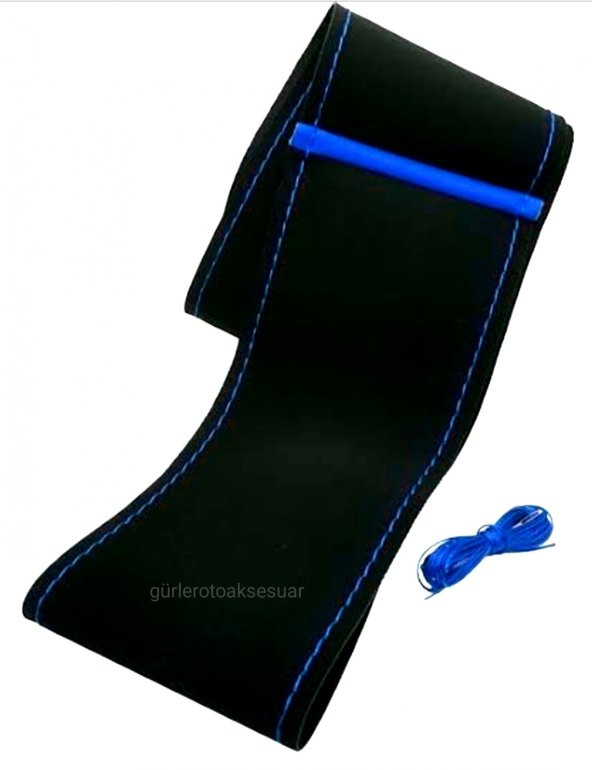 Volkwogen B7 Uyumlu Dikmeli Direksiyon Kılıfı Alkantra Mavi Yüzüklü - Resim 2