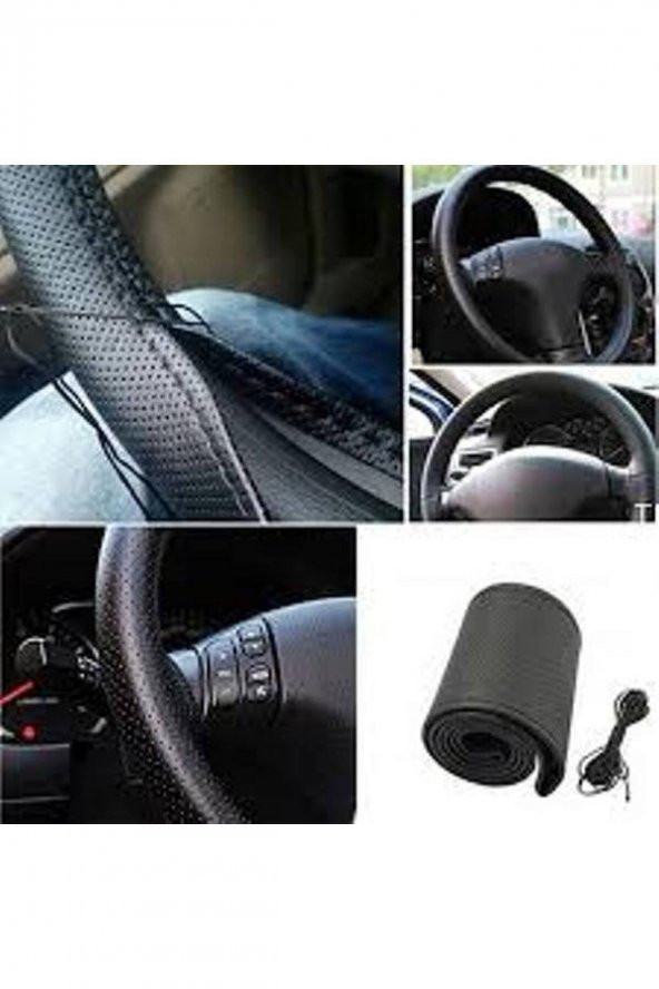 Toyota Corolla 2013+ Uyumlu Dikmeli Direksiyon Kılıfı Noktalı Siyah ( 10cm ) - Resim 2