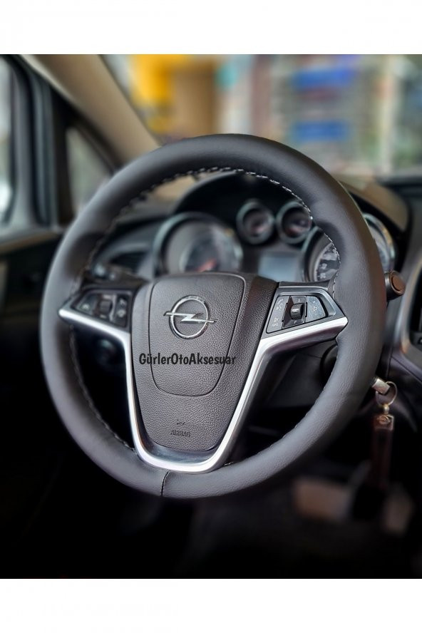 Opel Insignia Uyumlu Dikmeli Direksiyon Kılıfı Soft Siyah Deri Gri Ipli A Plus ( 38×10.5cm ) ürün görseli 1