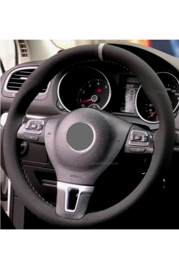 Volkswagen Polo 2017 > Dikmeli Direksiyon Kılıfı Alcantara Gri Yüzüklü ürün görseli 1