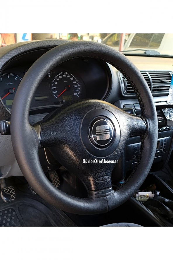 Seat Toledo Uyumlu Dikmeli Deri Direksiyon Kılıfı Soft Siyah Esnek Kokusuz A+plus ( 38cm×10.5cm ) - Resim 3