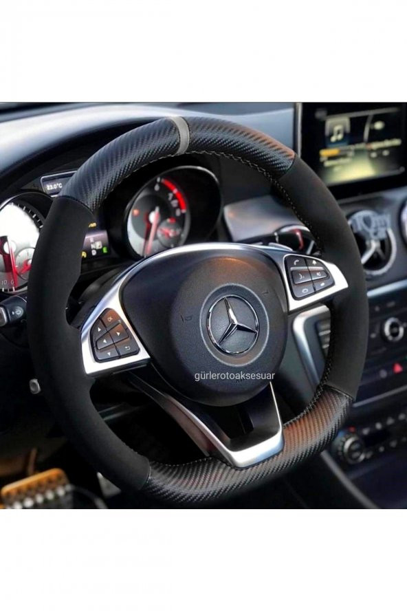 Opel Vectra C Alkantra-karbon Dikmeli Direksiyon Kılıfı Gri Yüzüklü - Resim 2