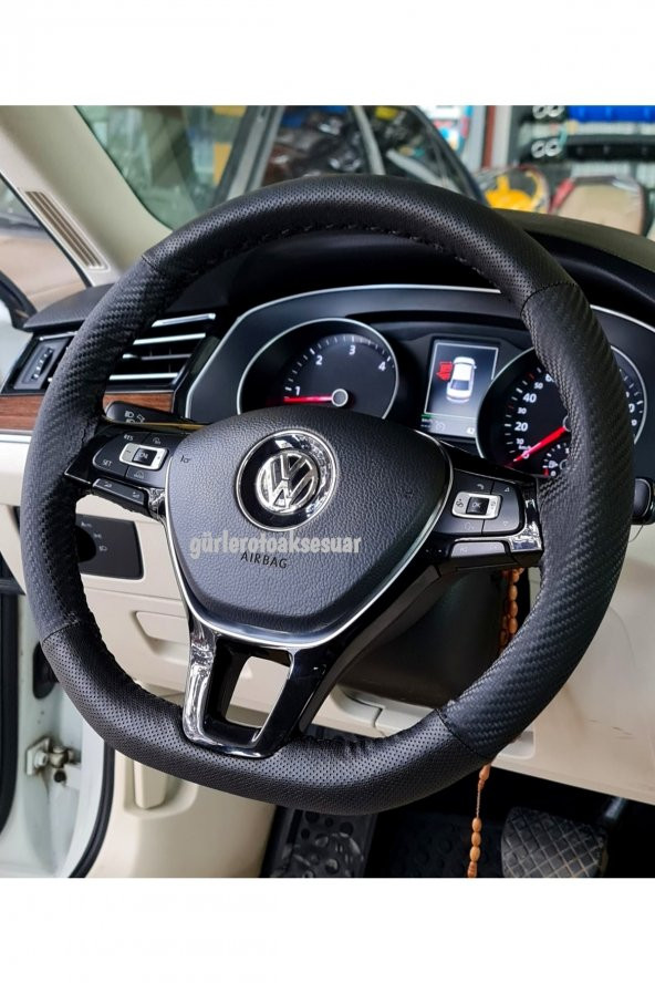 Volkswagen Passat B8 Carbon Uyumlu Direksiyon Kılıfı Dikmeli Noktalı Karbon Siyah 2015 Ve Sonrası - 2