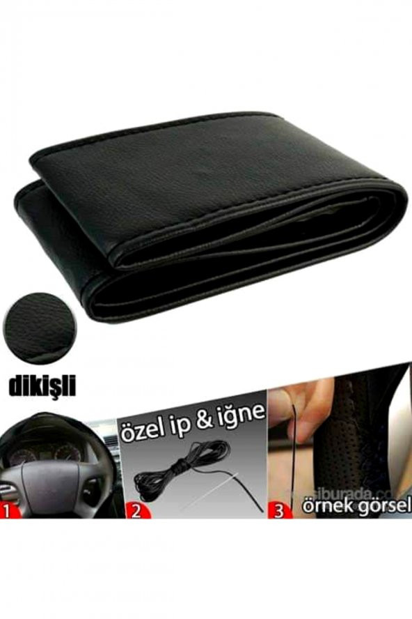 Fiat Egea Dikmeli Direksiyon Kılıfı Soft Siyah Deri-siyah Ipli ( 38×11cm ) - 4