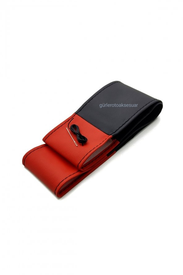 Audi A4 Dikmeli Direksiyon Kılıfı Iki Renkli Kırmızı-siyah - Resim 2