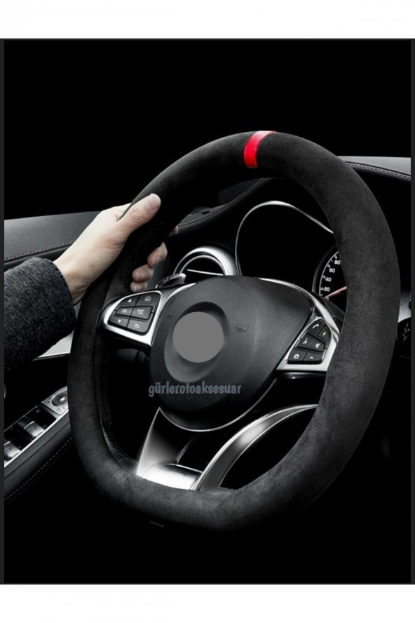 Vw Passat B8-b8.5 Alkantra Nubuk Kırmızı Yüzüklü Direksiyon Kılıfı ürün görseli 1