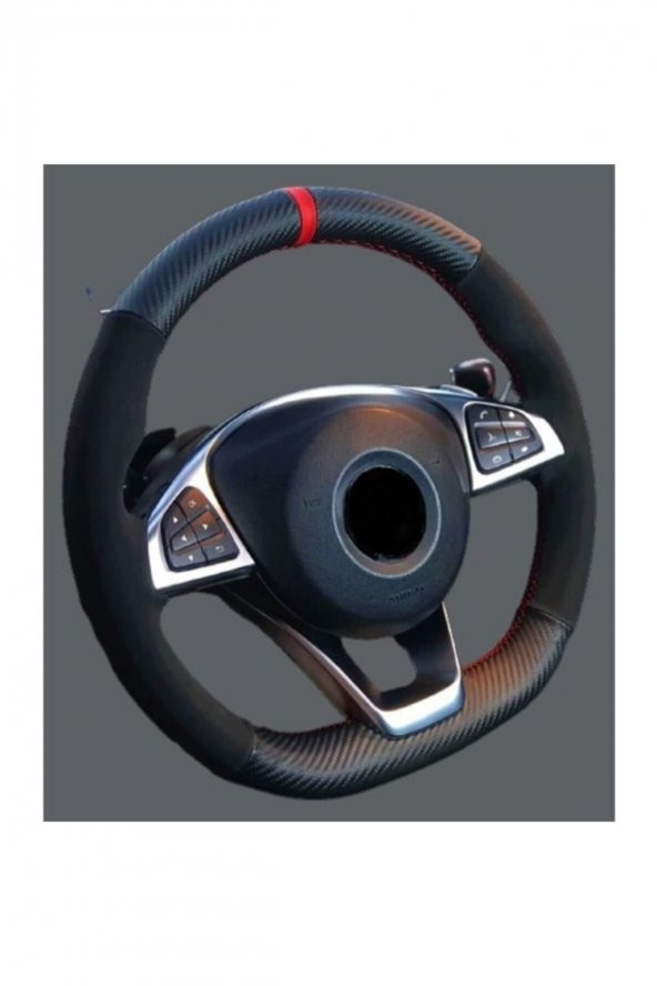 Citröen Nemo Alkantra-karbon Kırmızı Yüzüklü Direksiyon Kılıf