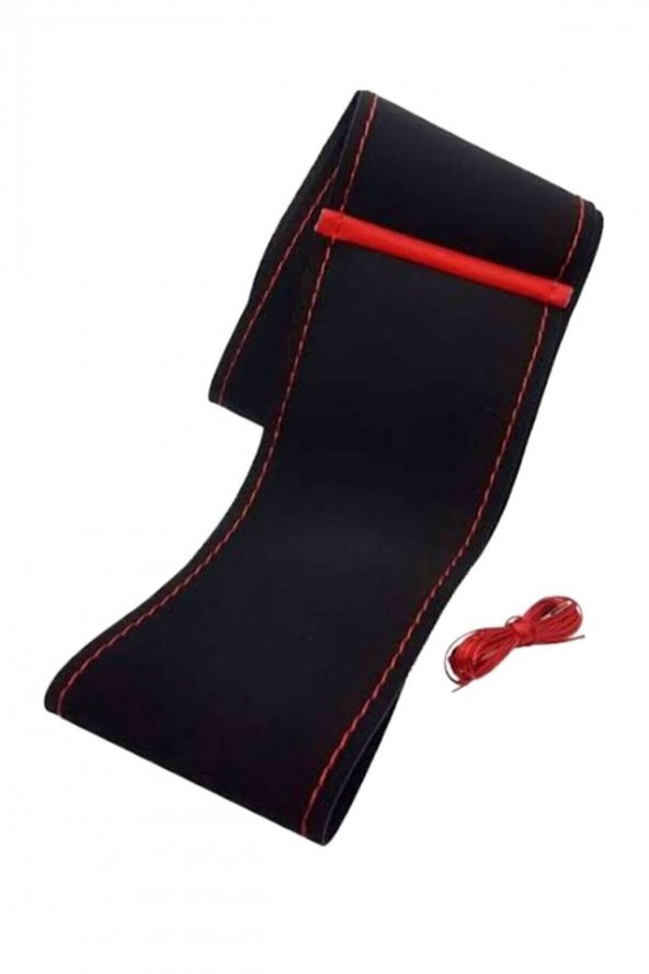 Volkswogen Golf 5-6 Uyumlu Dikmeli Direksiyon Kılıfı Kırmızı Yüzüklü Alkantara (nubuk) - Resim 2