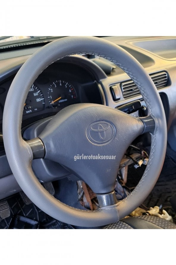 Gri Renk Dikmeli Direksiyon Kılıfı Kokusuz Terletmez Soft Gri Ipli - Resim 2