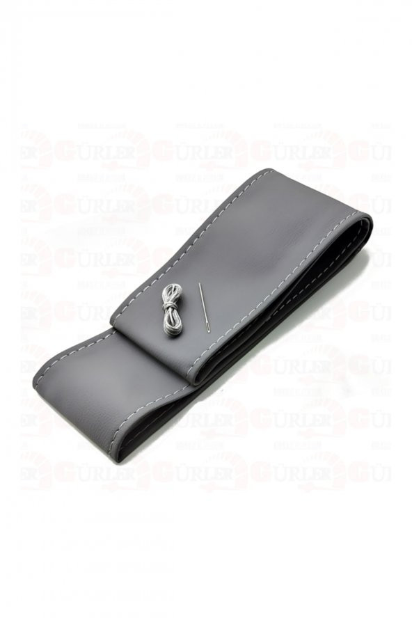 Gri Renk Dikmeli Direksiyon Kılıfı Kokusuz Terletmez Soft Gri Ipli - Resim 3