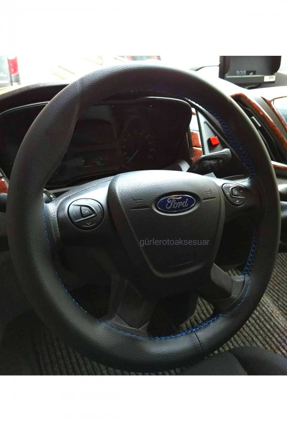 Ford Courier Direksiyon Kılıfı Dikmeli Soft Mavi Ipli (10.5cm) ürün görseli 1