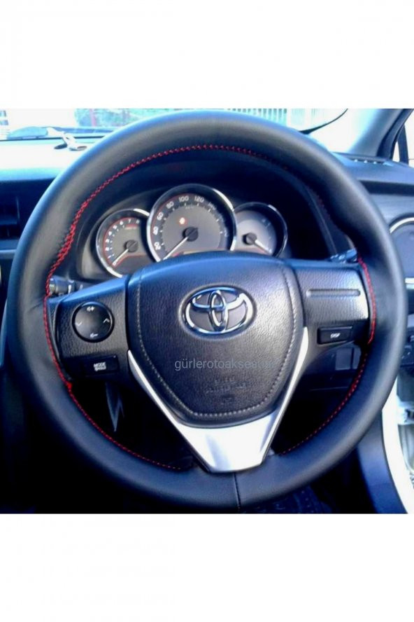 Toyota Corolla Dikmeli Direksiyon Kılıfı Soft Kırmızı Ipli Esnek Kokusuz - 3