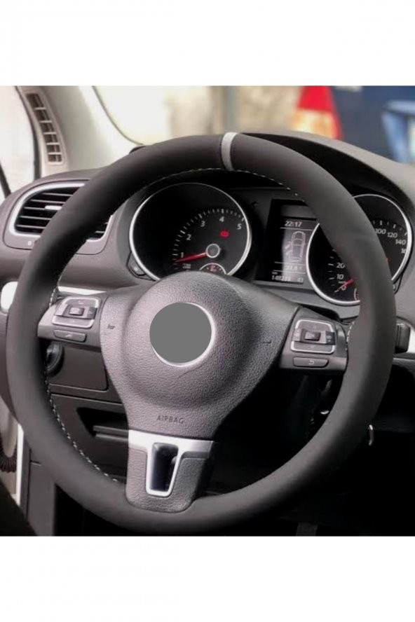 Opel Astra H Dikmeli Direksiyon Kılıfı Alkantra Gri Yüzüklü ürün görseli 1