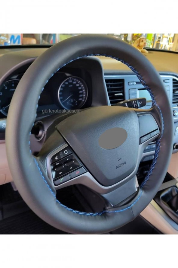 Hyundai I20 Direksiyon Kılıfı Dikmeli Mavi Ipli 10.cm ürün görseli 1