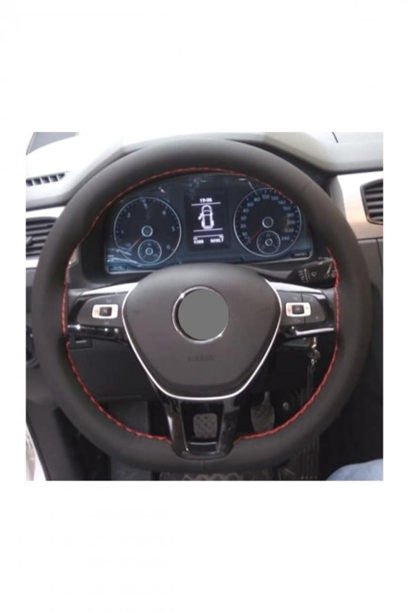 Vw Passat B8-b8,5 Alkantara Kırmızı Ipli Dikmeli Direksiyon Kılıfı 2015 Ve Sonrası - Resim 2