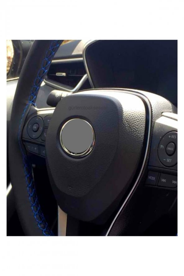 Toyota Corolla 2013+ Deri Dikmeli Direksiyon Kılıfı Mavi Ipli (10cm)