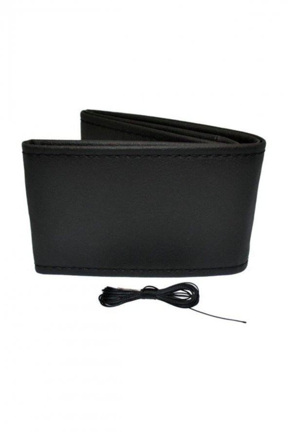 Universal Dikmeli Direksiyon Kılıfı Soft Siyah İpli kalınlık (38CM-11CM) - 2