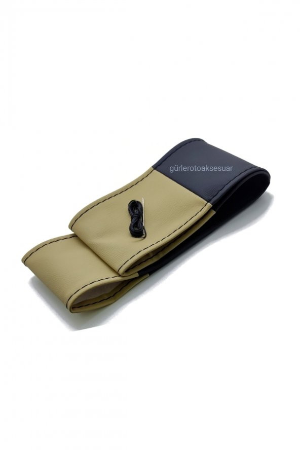 Vw Jetta 2013+ Direksiyon Kılıfı Dikmeli Iki Renkli Bej Siyah - Resim 3