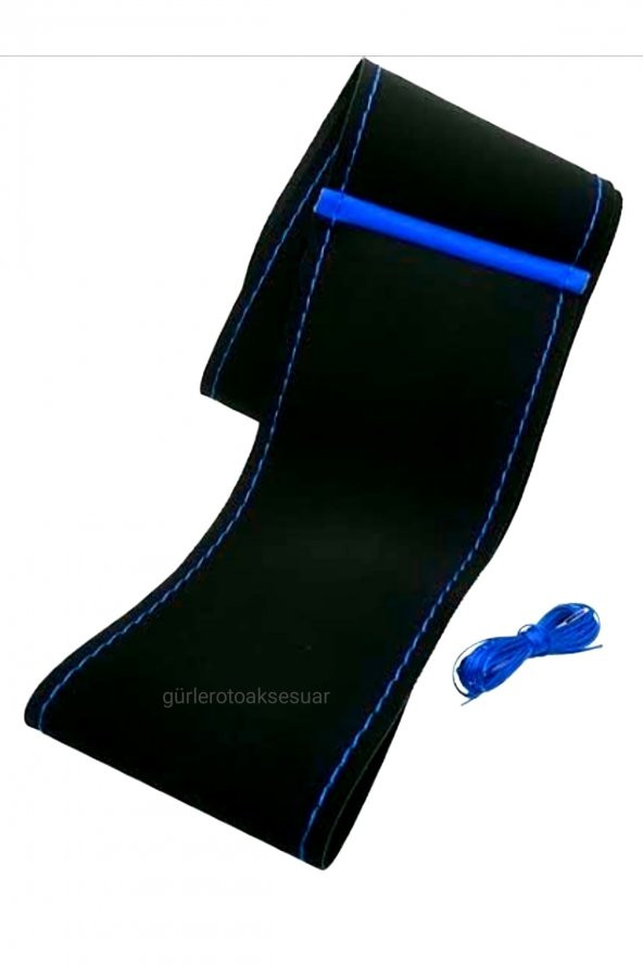 Vw Golf 7 Dikmeli Direksiyon Kılıfı Alkantra Mavi Yüzüklü ürün görseli 1